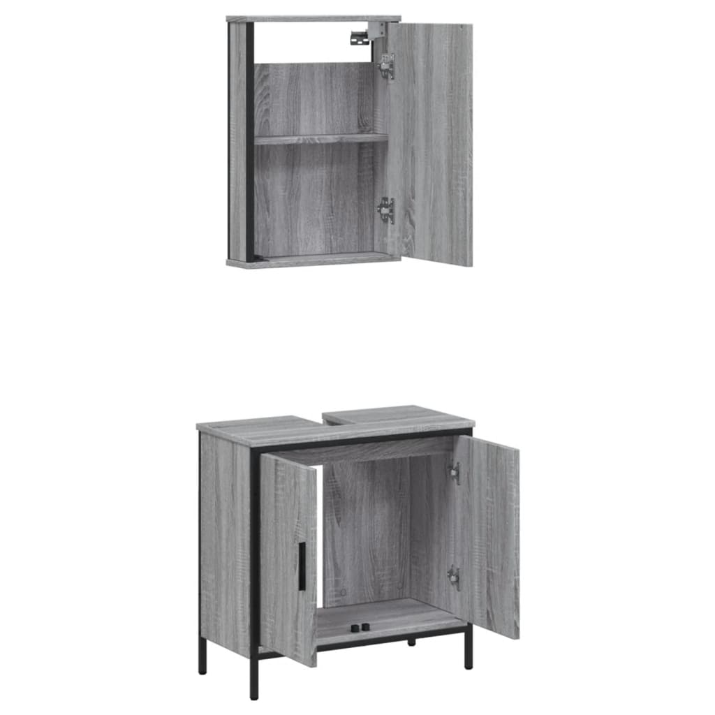 2 Piece Bathroom Furniture Set Engineered Wood