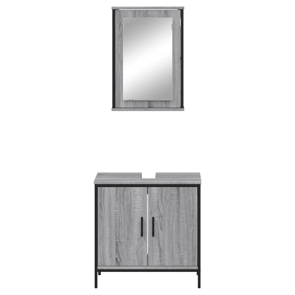 2 Piece Bathroom Furniture Set Engineered Wood