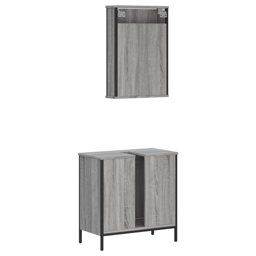 2 Piece Bathroom Furniture Set Engineered Wood
