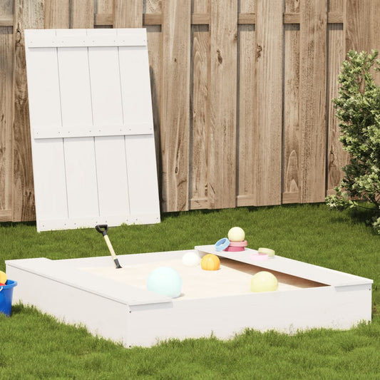 Sandpit With Cover 111X111X19.5 Cm Solid Wood Pine