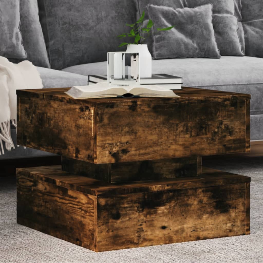 Coffee Table With Led Lights 90X50X40 Cm