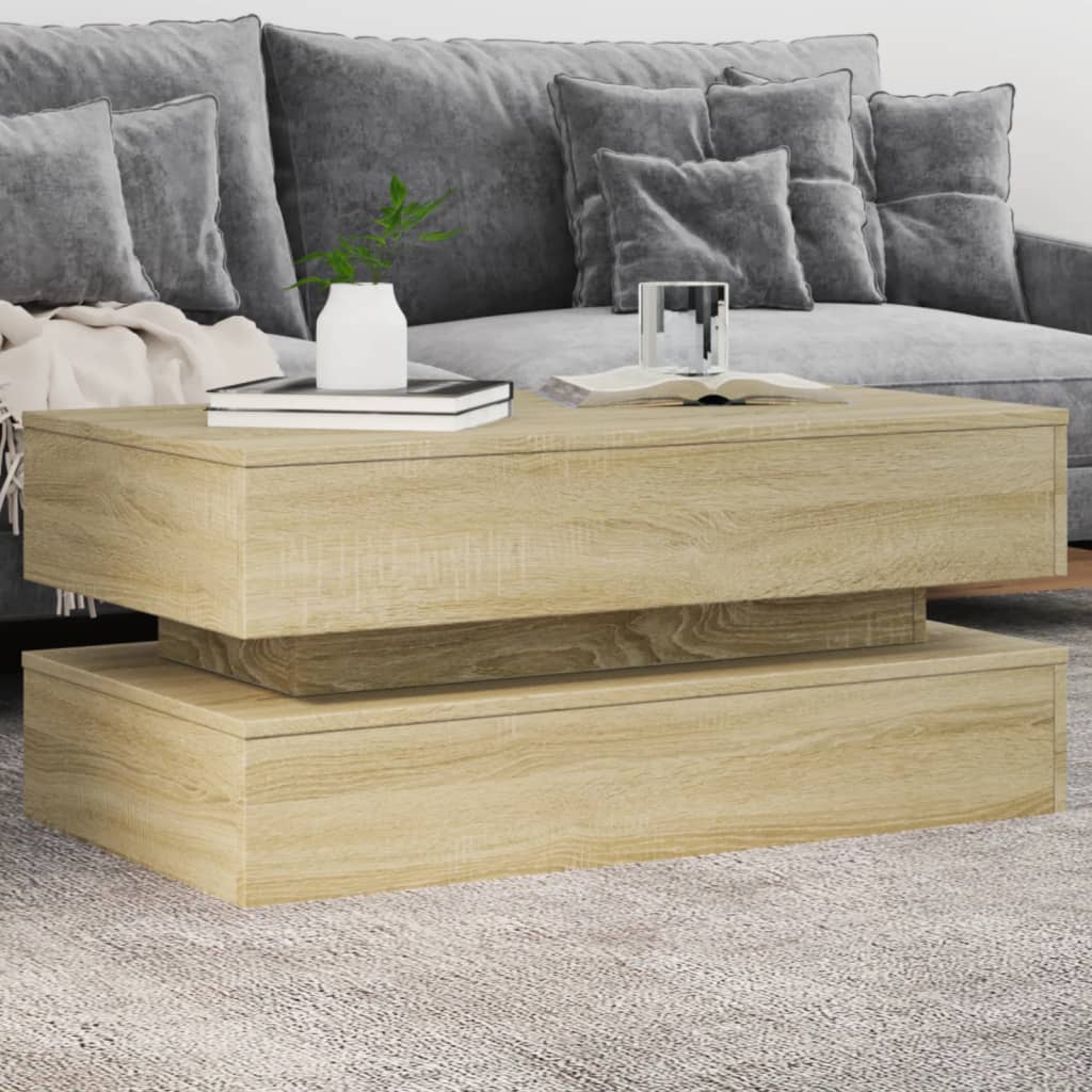 Coffee Table With Led Lights 90X50X40 Cm