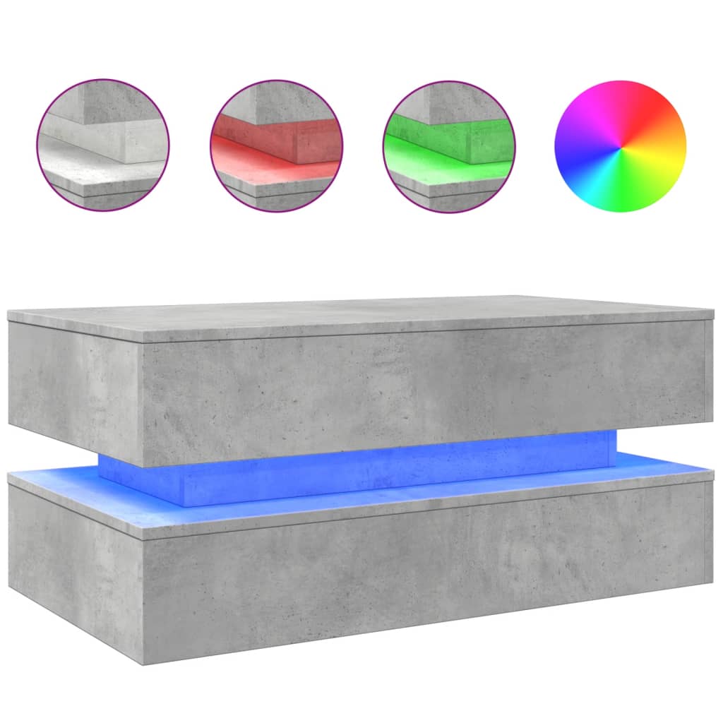 Coffee Table With Led Lights 90X50X40 Cm