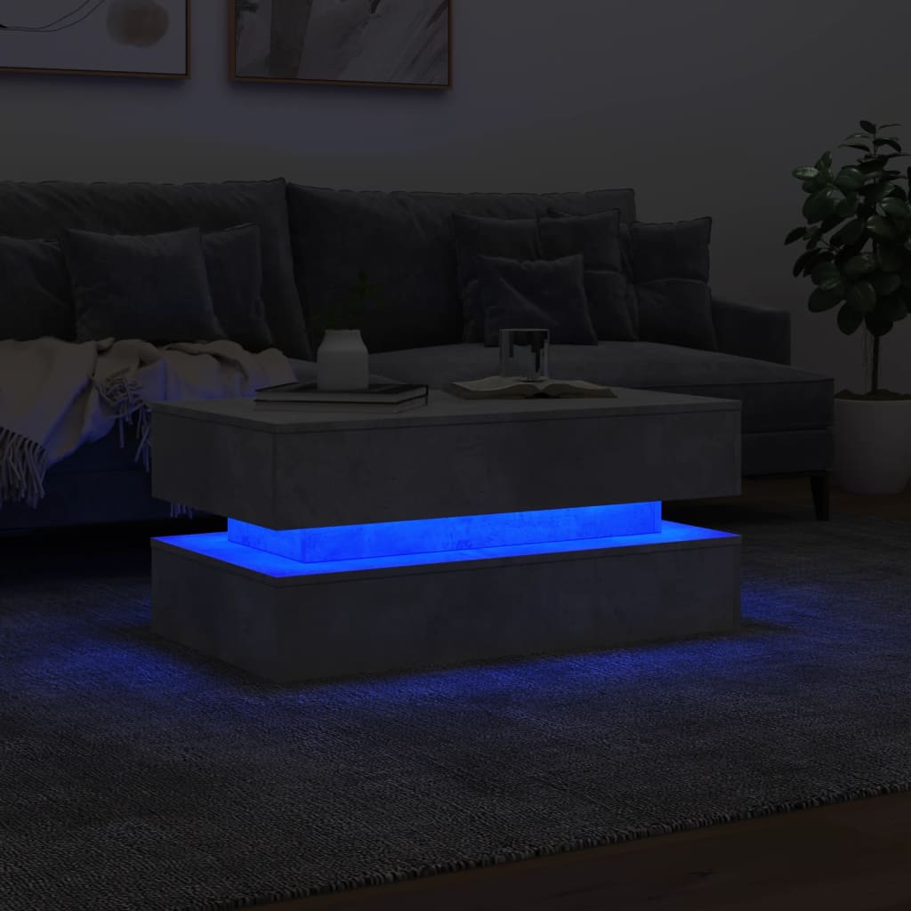 Coffee Table With Led Lights 90X50X40 Cm