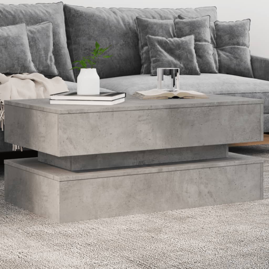 Coffee Table With Led Lights 90X50X40 Cm