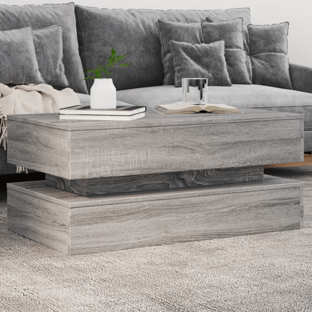 Coffee Table With Led Lights 90X50X40 Cm