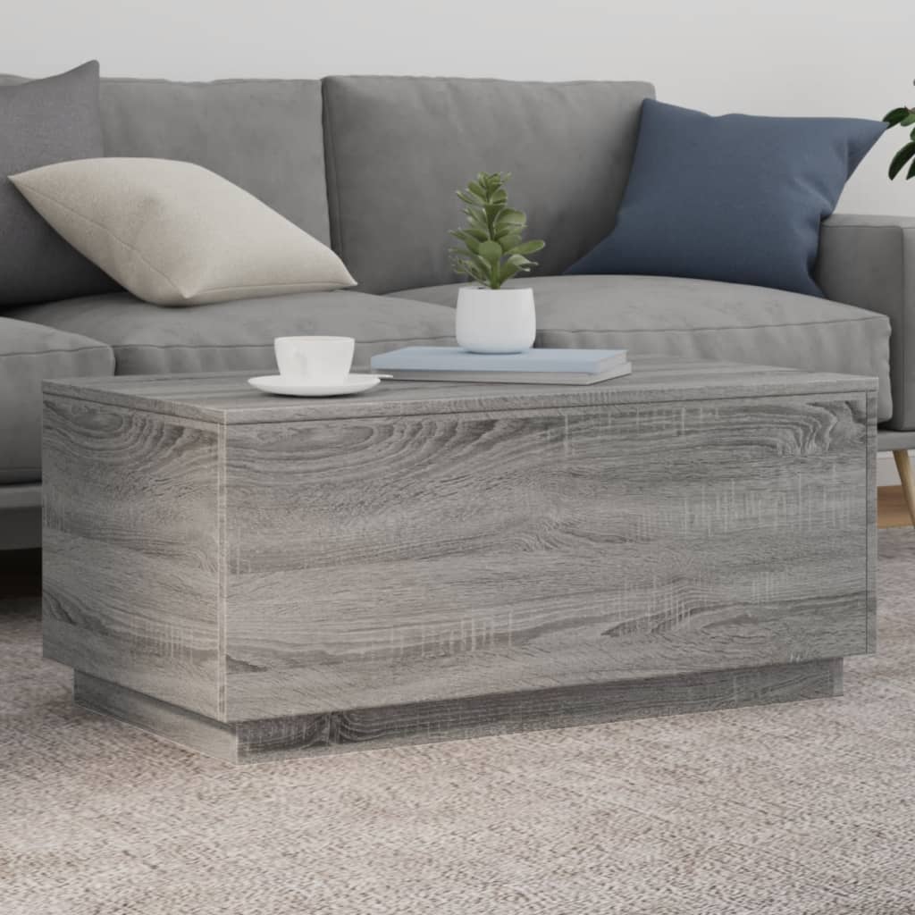 Coffee Table With Led Lights 90X50X40 Cm