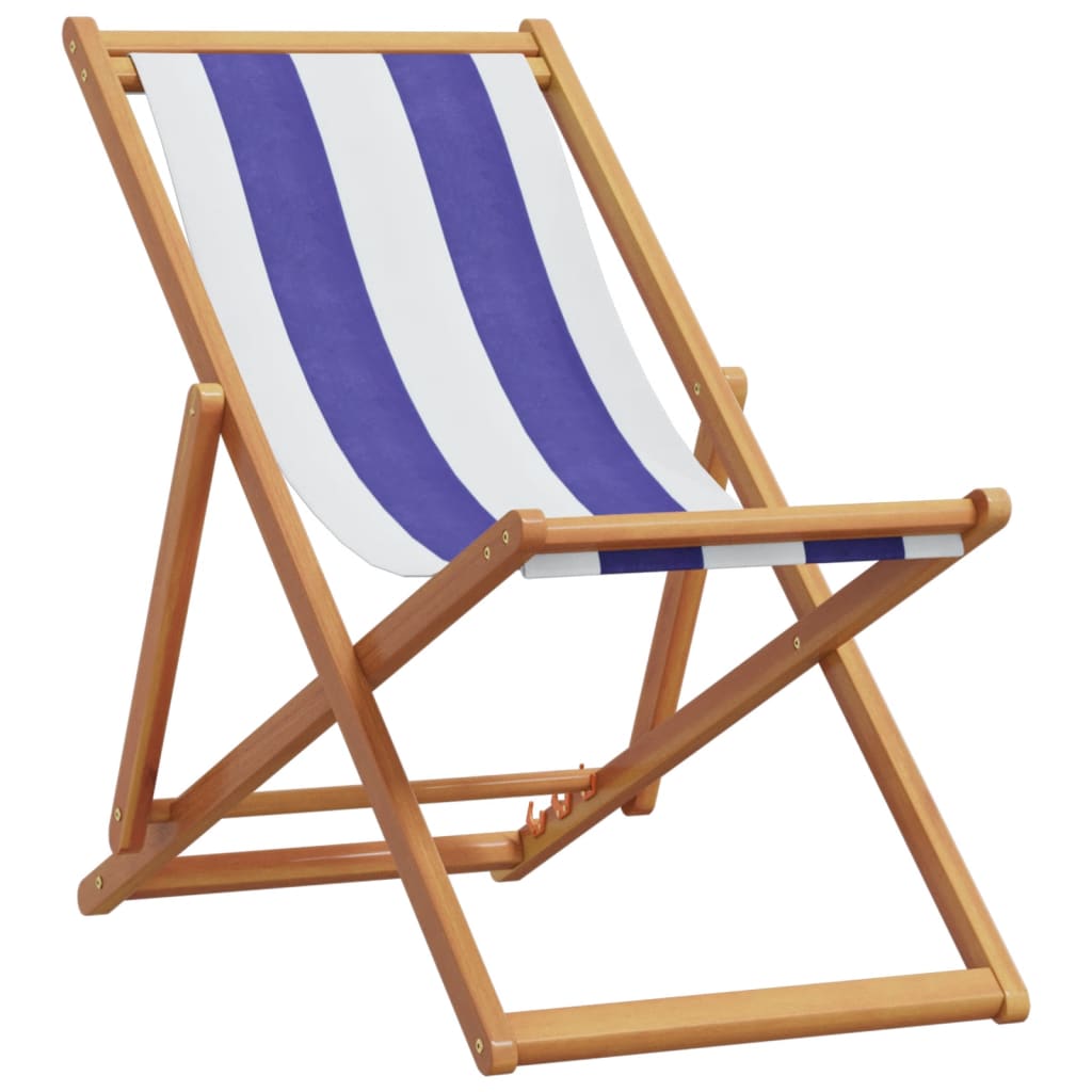 Folding Beach Chair Solid Wood Eucalyptus And Fabric