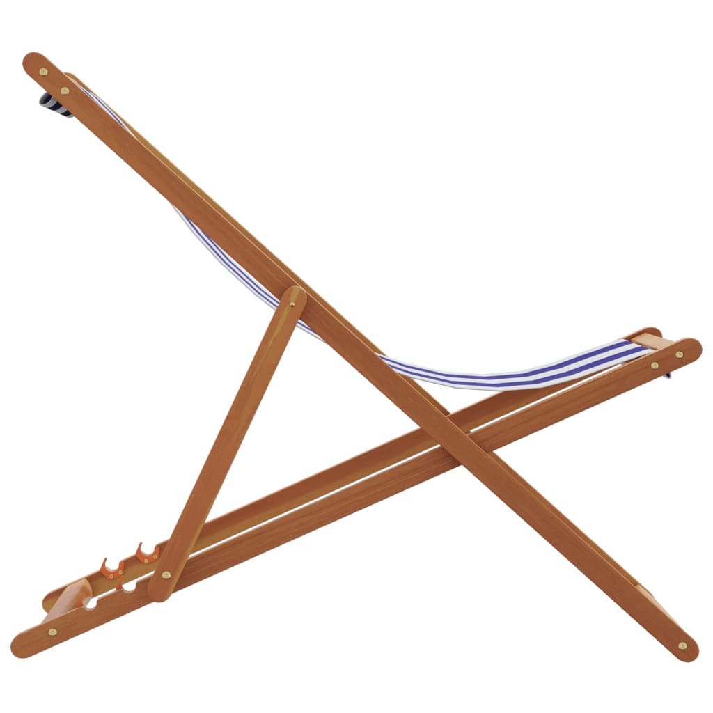 Folding Beach Chair Solid Wood Eucalyptus And Fabric