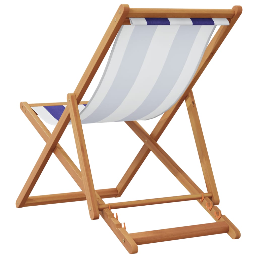 Folding Beach Chair Solid Wood Eucalyptus And Fabric