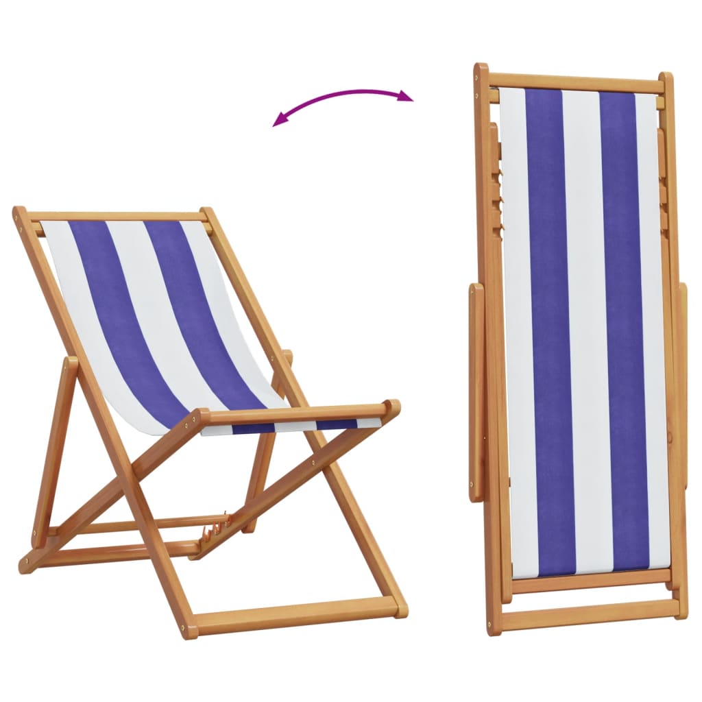 Folding Beach Chair Solid Wood Eucalyptus And Fabric