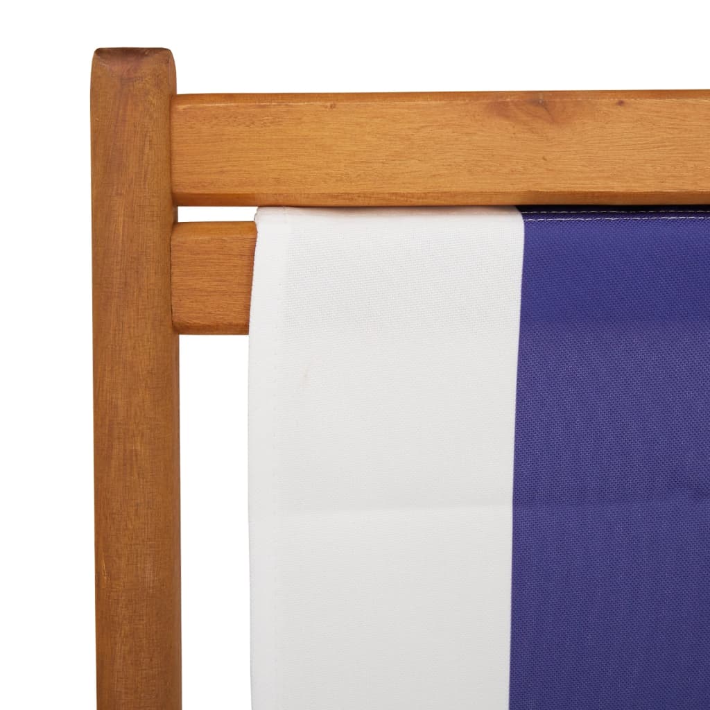 Folding Beach Chair Solid Wood Eucalyptus And Fabric
