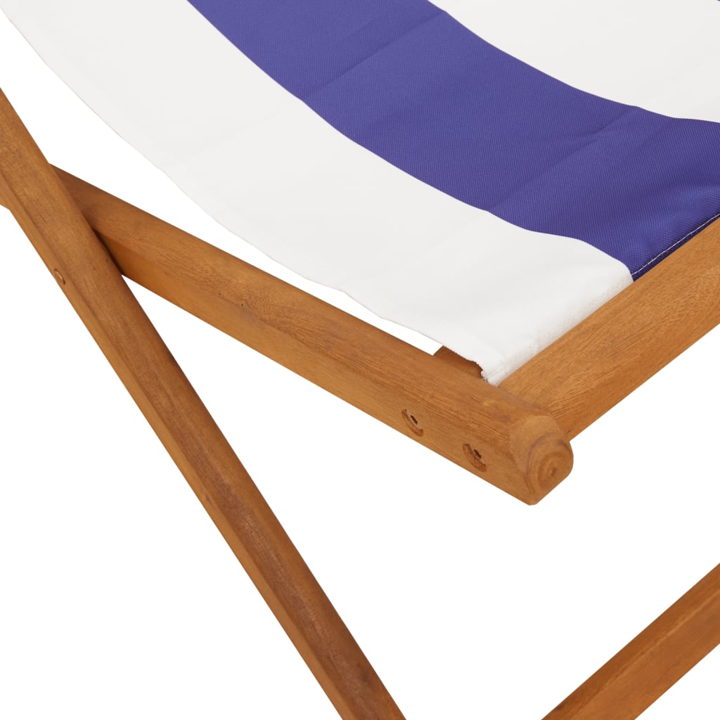 Folding Beach Chair Solid Wood Eucalyptus And Fabric