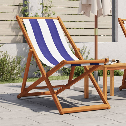 Folding Beach Chair Solid Wood Eucalyptus And Fabric