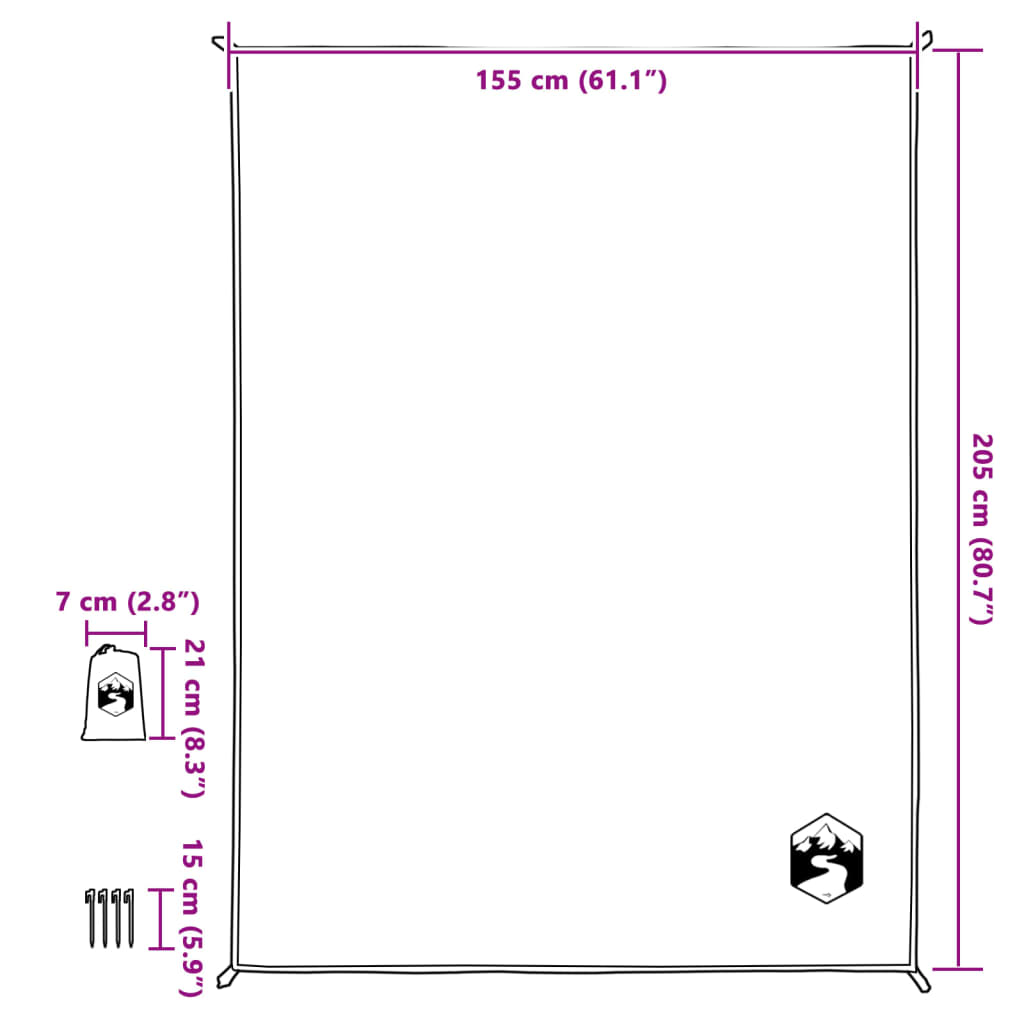 Picnic Blanket With Pegs And Orange 205X155 Cm