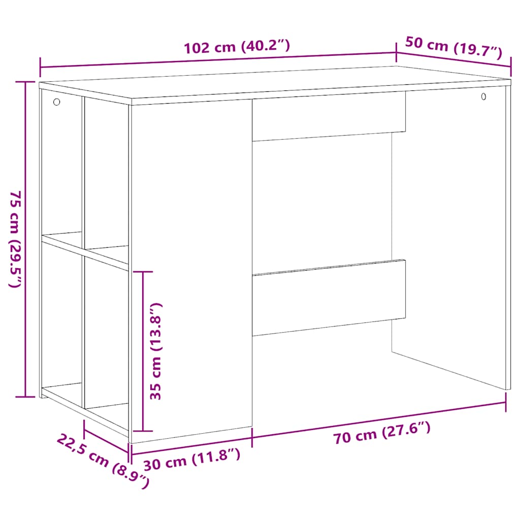 Desk 102X50X75 Cm Engineered Wood