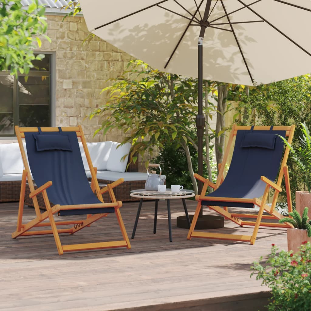 Folding Beach Chair Solid Wood Eucalyptus And Fabric
