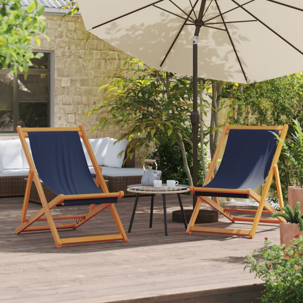 Folding Beach Chair Solid Wood Eucalyptus And Fabric