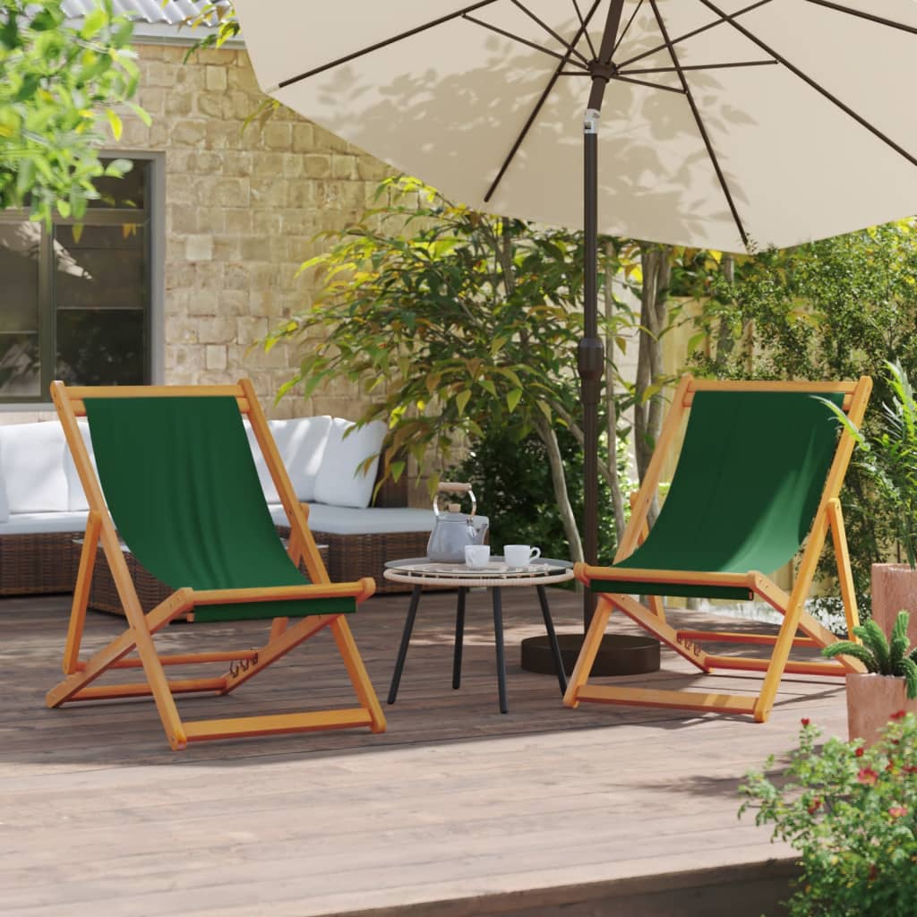 Folding Beach Chair Solid Wood Eucalyptus And Fabric