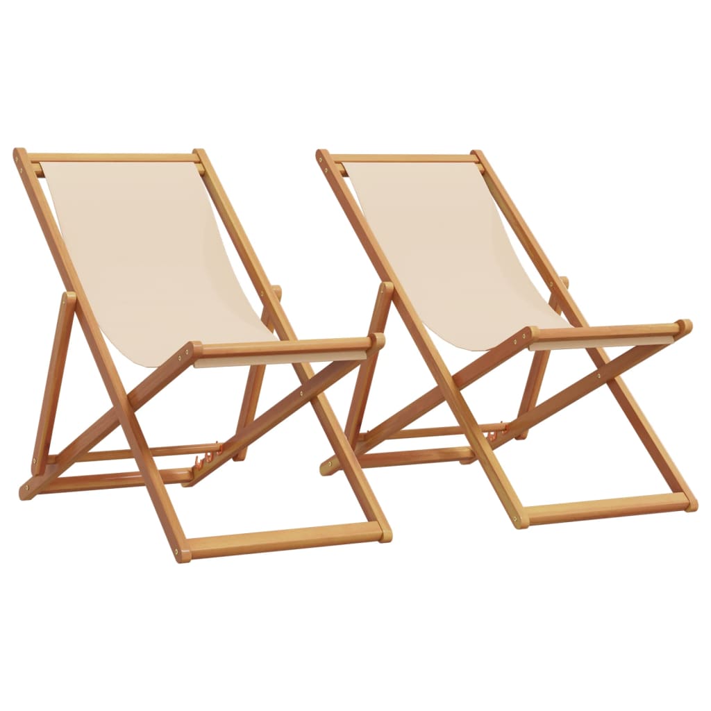 Folding Beach Chair Solid Wood Eucalyptus And Fabric