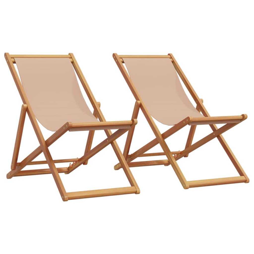 Folding Beach Chair Solid Wood Eucalyptus And Fabric