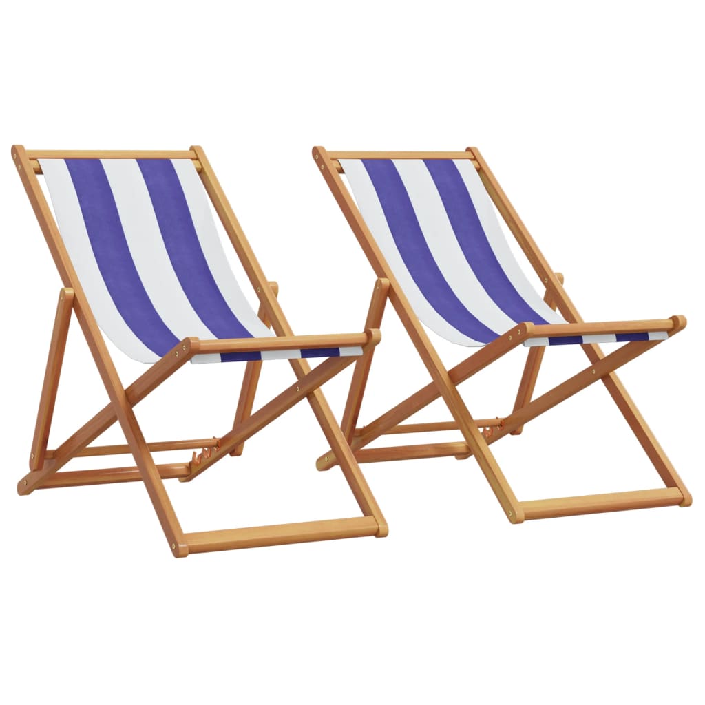Folding Beach Chair Solid Wood Eucalyptus And Fabric