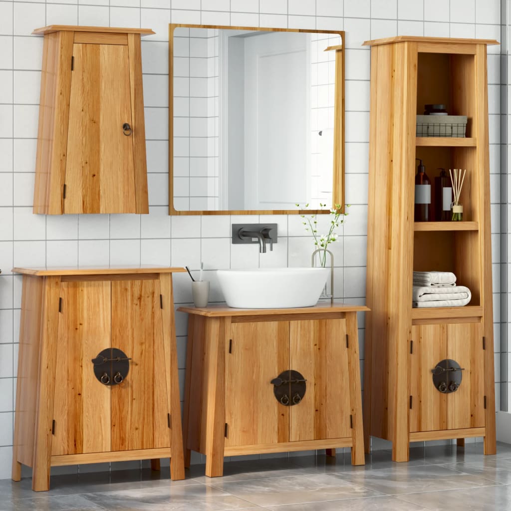2 Piece Bathroom Furniture Set Solid Wood Pine