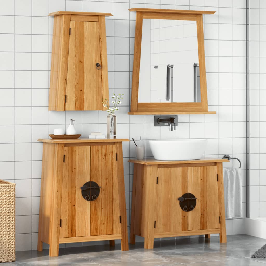 2 Piece Bathroom Furniture Set Solid Wood Pine