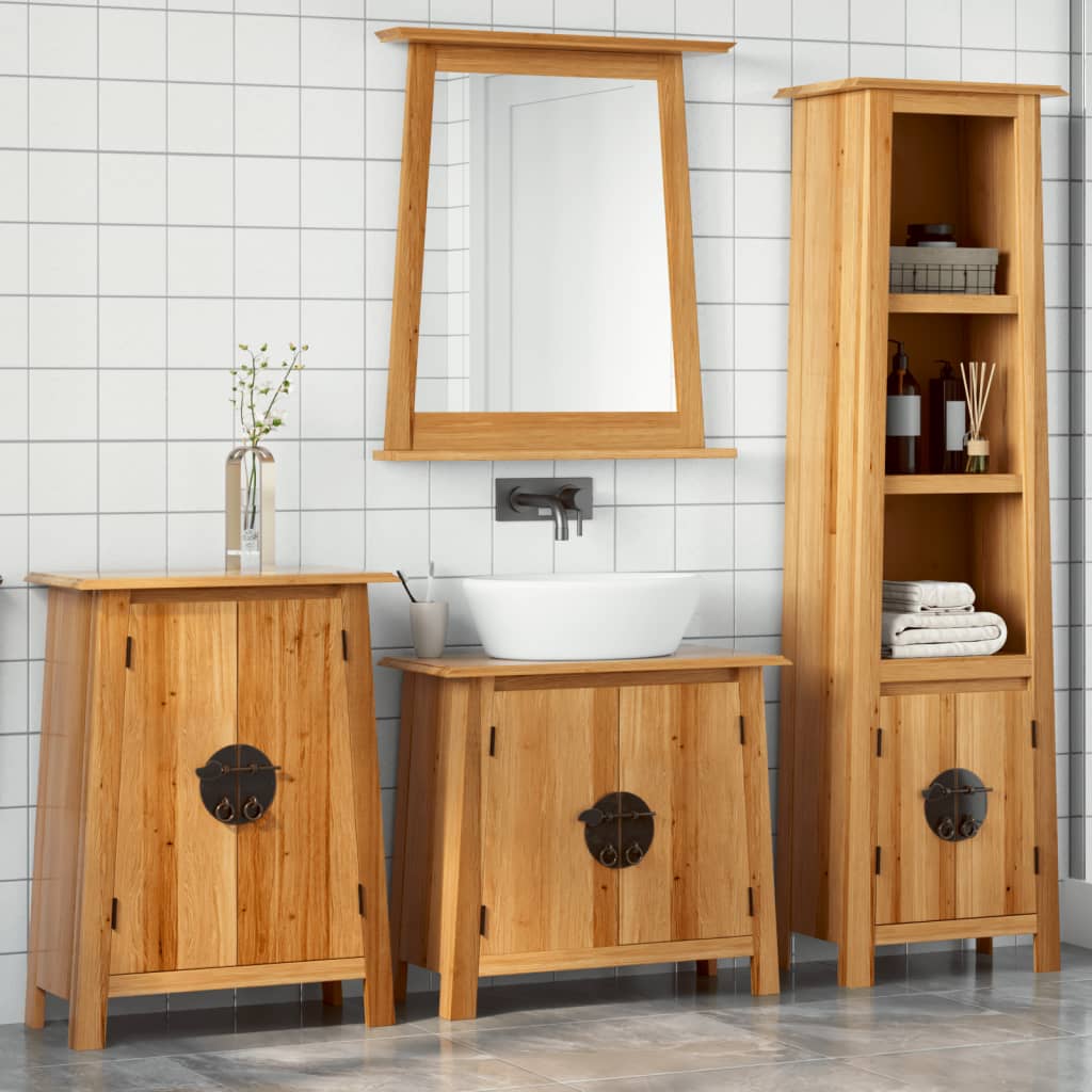 2 Piece Bathroom Furniture Set Solid Wood Pine