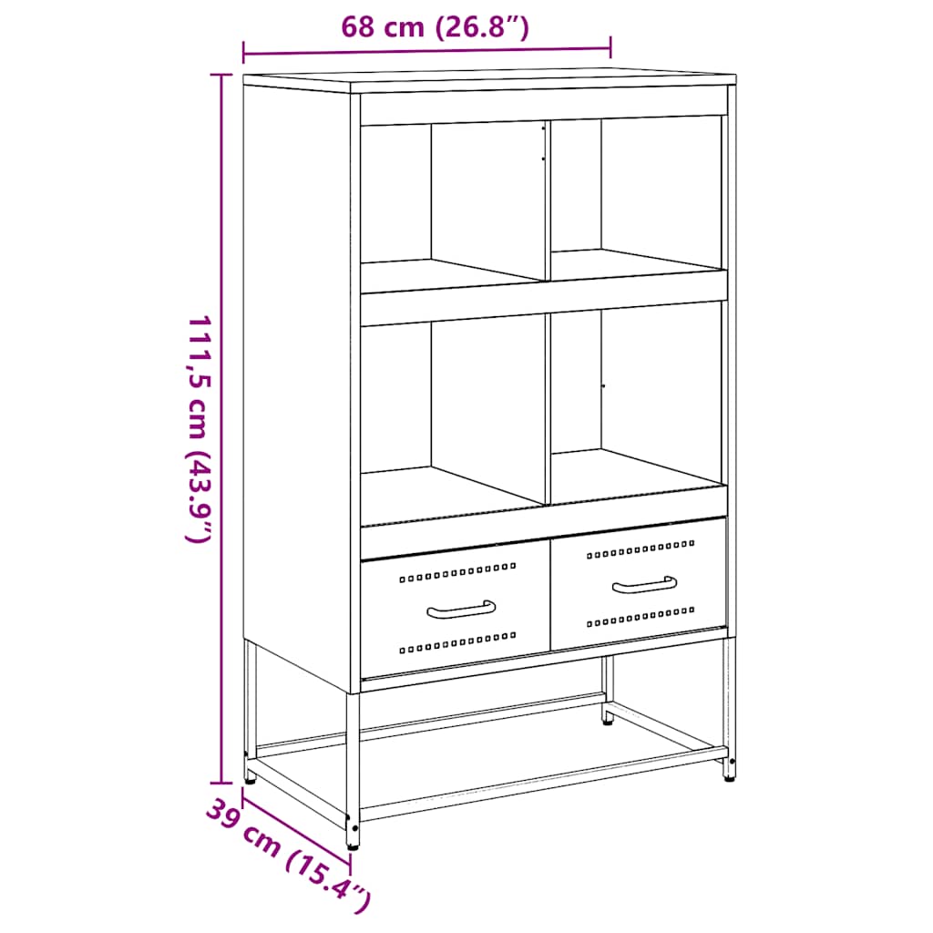 Highboard Mustard 68.5X39X111.5 Cm Steel