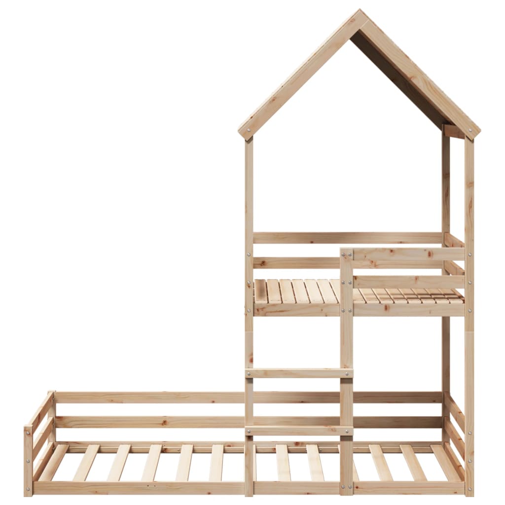 Bunk Bed With Roof Solid Wood Pine