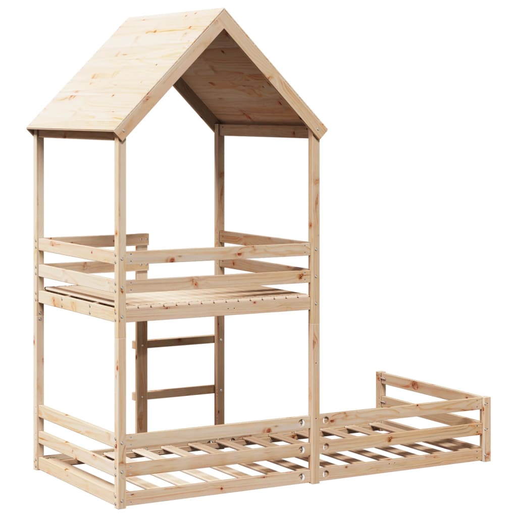 Bunk Bed With Roof Solid Wood Pine