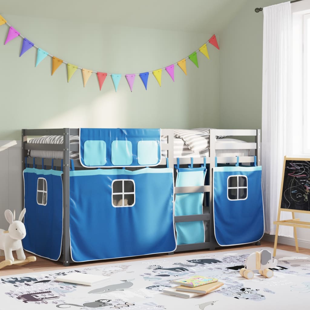 Bunk Bed Without Mattress White&Black Solid Wood Pine