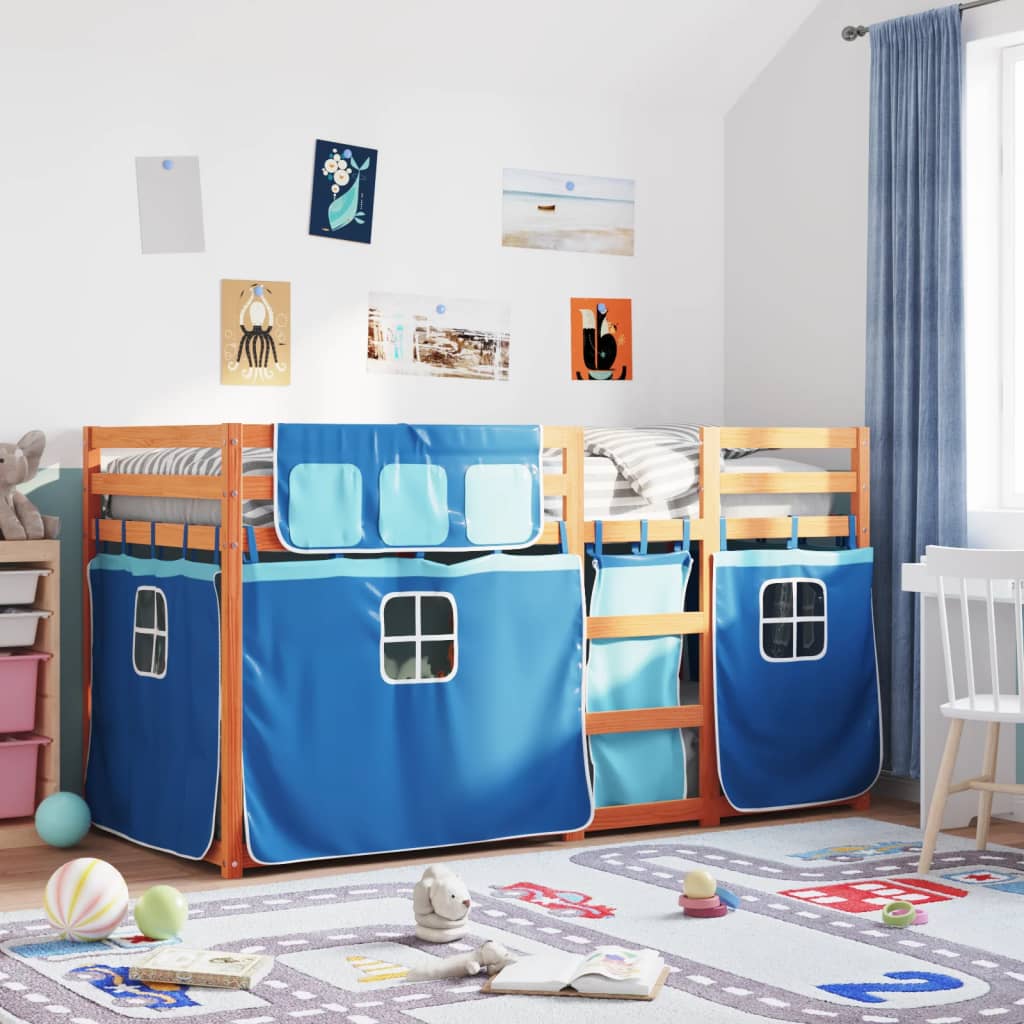 Bunk Bed Without Mattress White&Black Solid Wood Pine