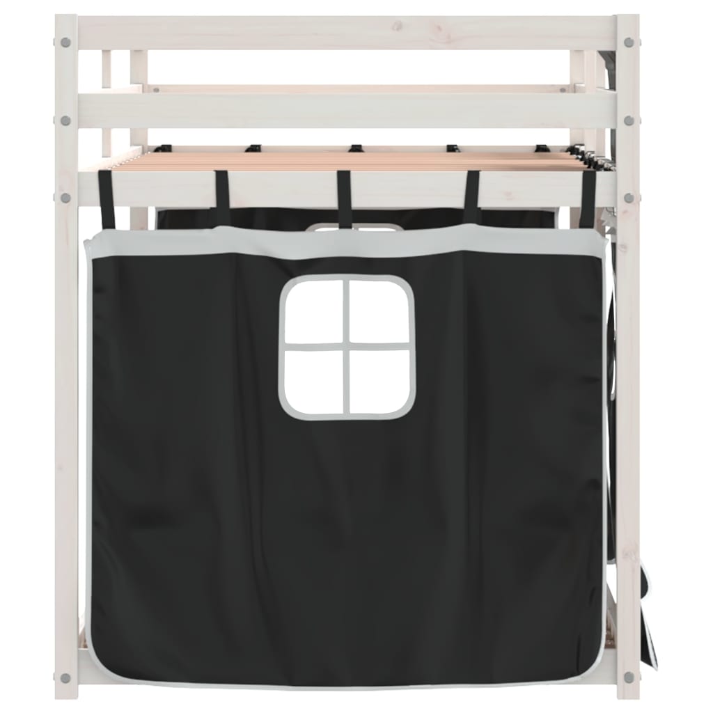 Bunk Bed Without Mattress White&Black Solid Wood Pine