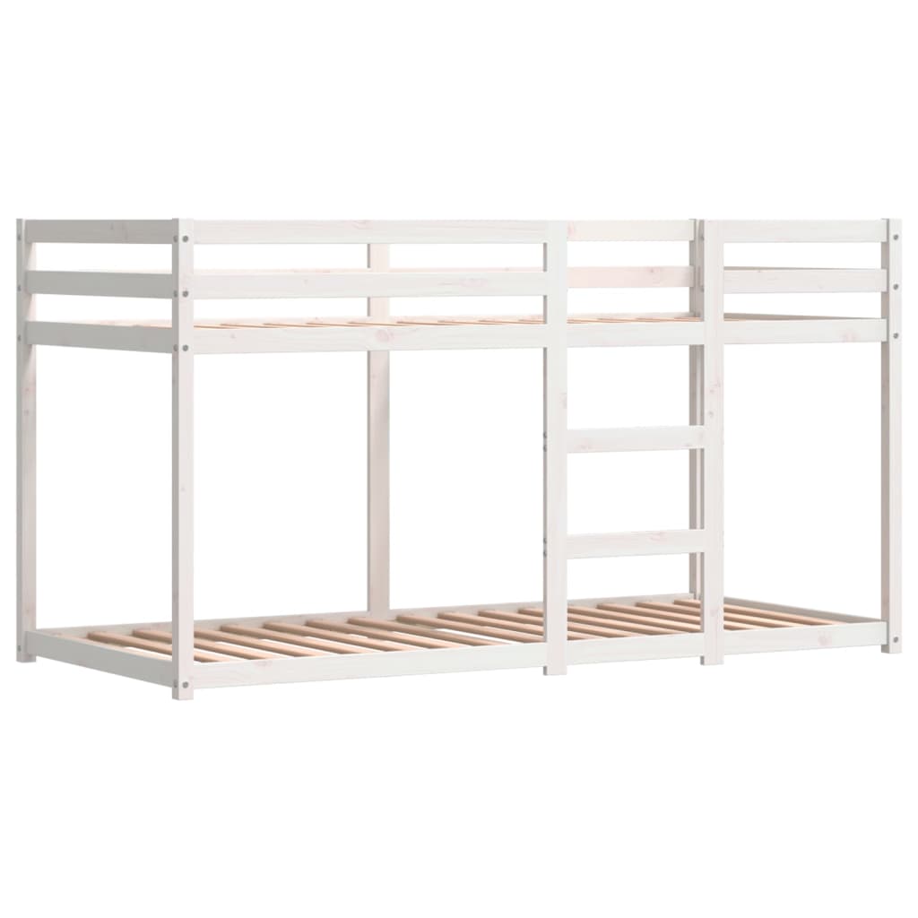 Bunk Bed Without Mattress White&Black Solid Wood Pine