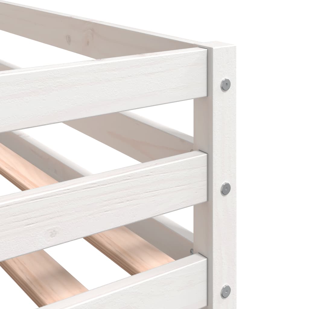 Bunk Bed Without Mattress White&Black Solid Wood Pine