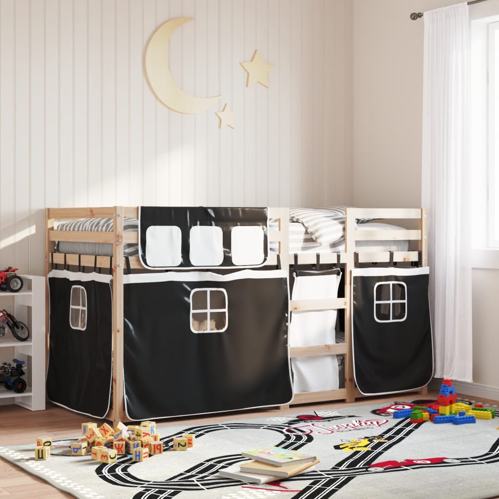 Bunk Bed Without Mattress White& Single Solid Wood Pine