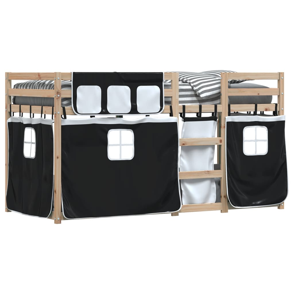 Bunk Bed Without Mattress White& Single Solid Wood Pine
