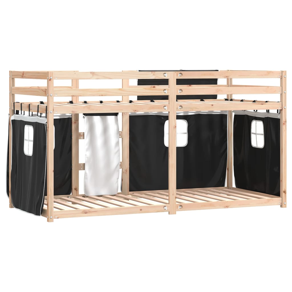 Bunk Bed Without Mattress White& Single Solid Wood Pine