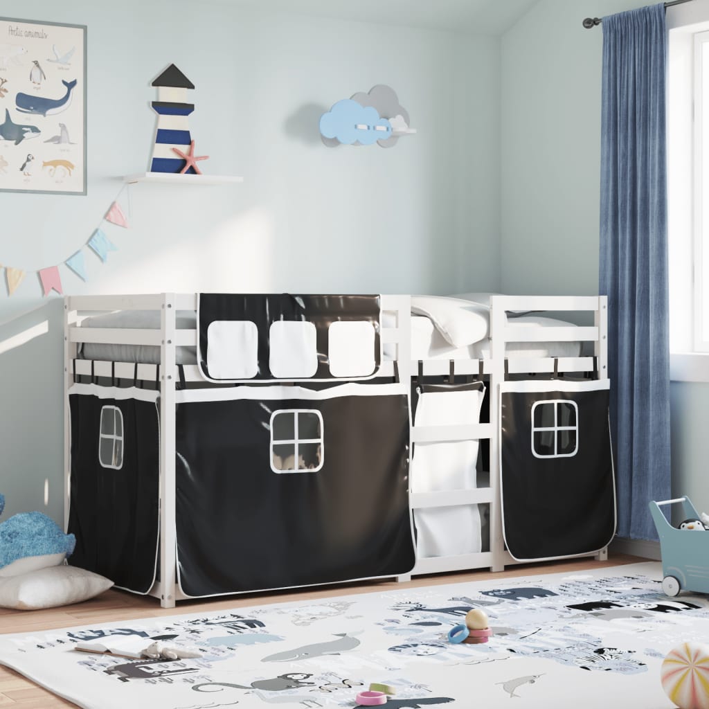 Bunk Bed Without Mattress White& Single Solid Wood Pine