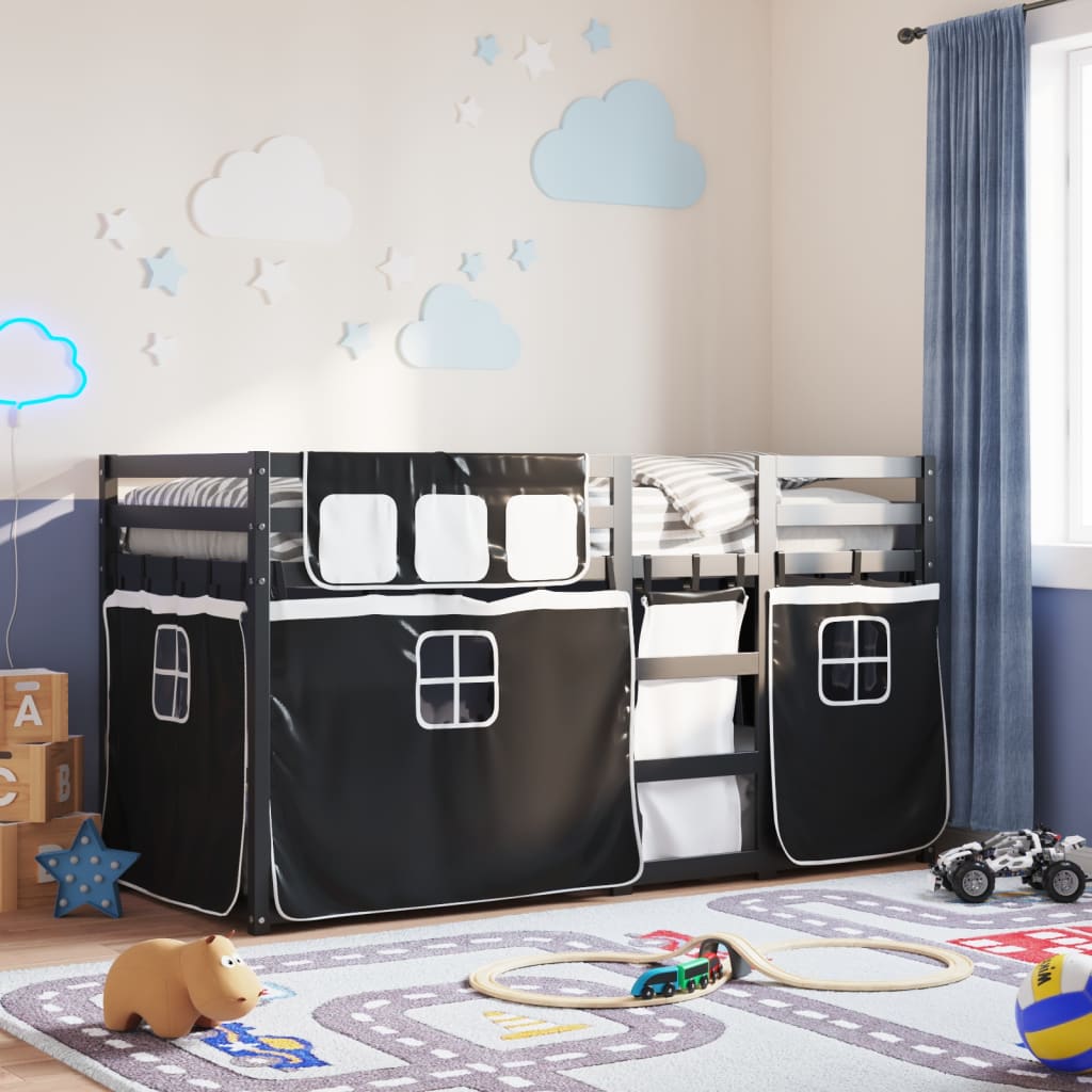 Bunk Bed Without Mattress White& Single Solid Wood Pine