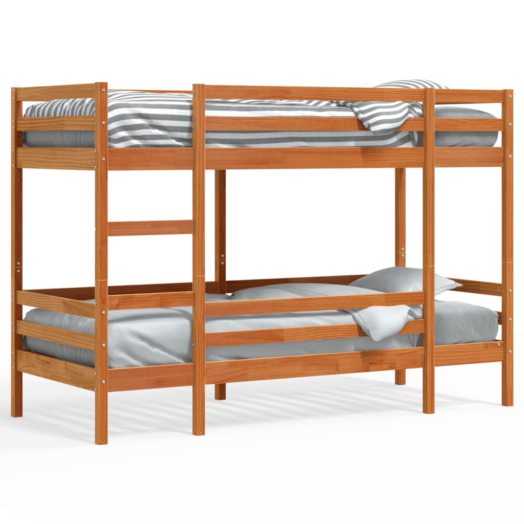 Bunk Bed Without Mattress Wax Brown 90X200 Cm Solid Wood Pine