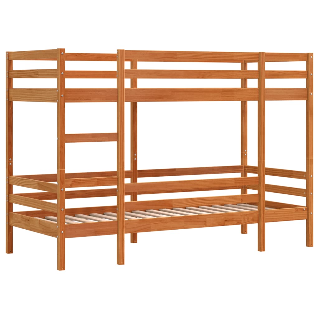 Bunk Bed Without Mattress Wax Brown 90X200 Cm Solid Wood Pine