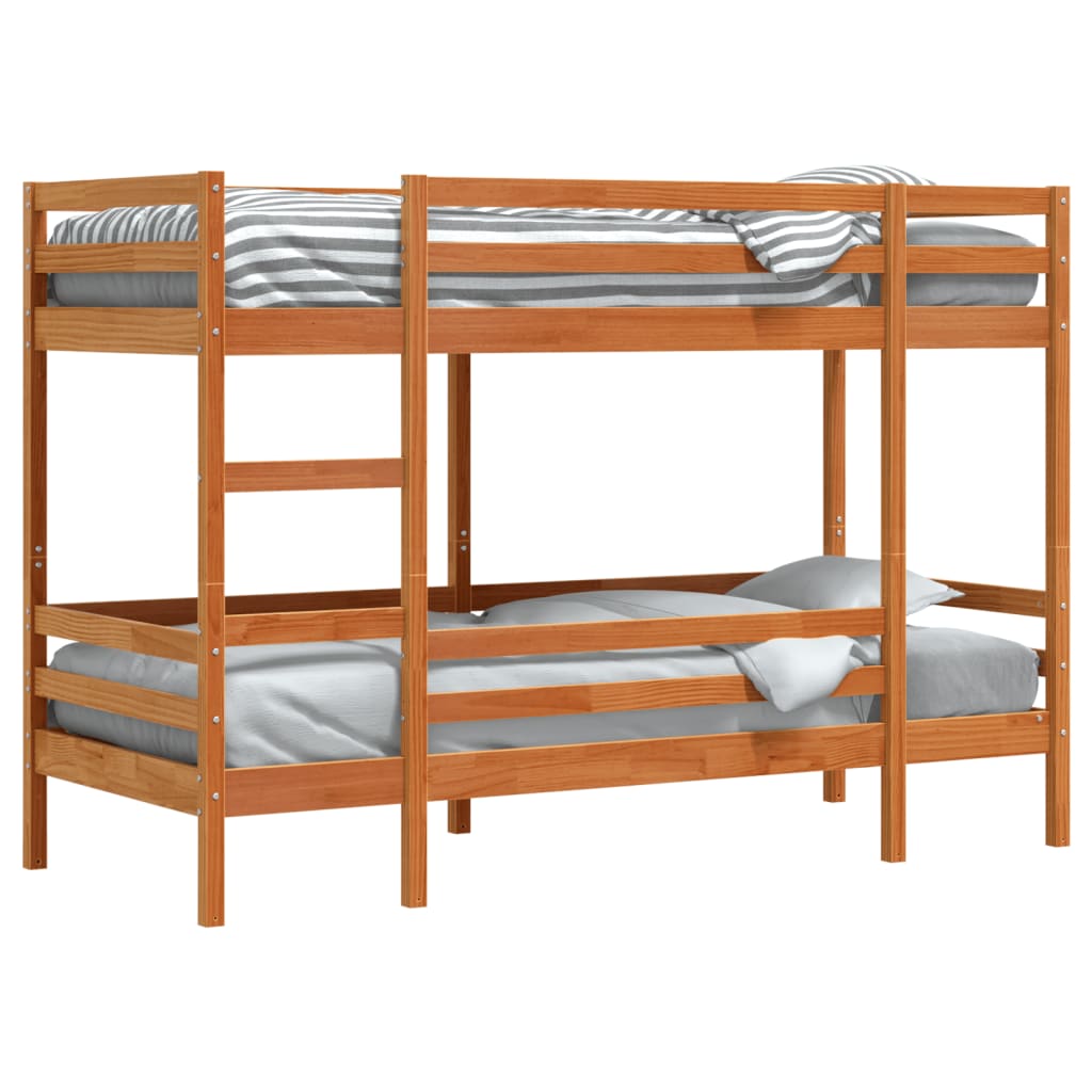 Bunk Bed Without Mattress Wax Brown 90X200 Cm Solid Wood Pine