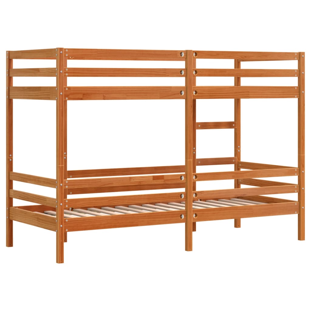 Bunk Bed Without Mattress Wax Brown 90X200 Cm Solid Wood Pine