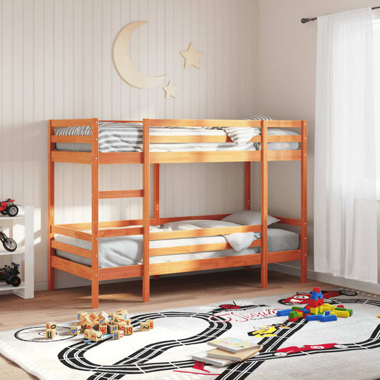 Bunk Bed Without Mattress Wax Brown 90X200 Cm Solid Wood Pine