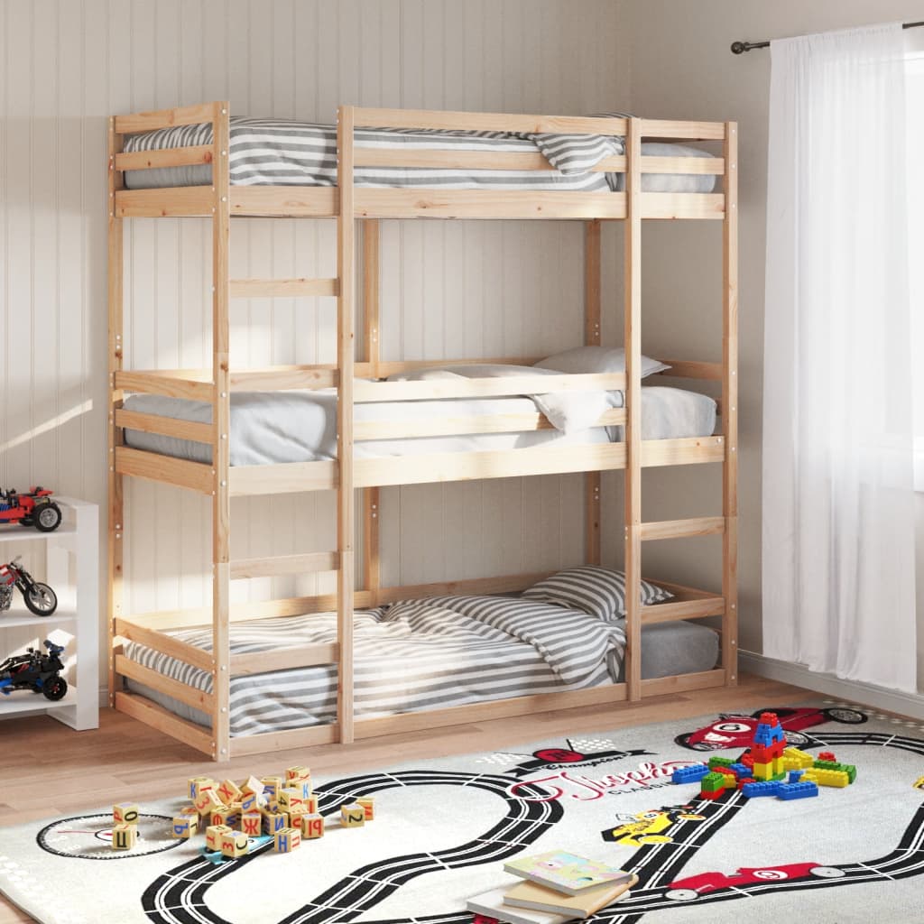 Triple Bunk Bed Without Mattress Small Single Solid Wood Pine