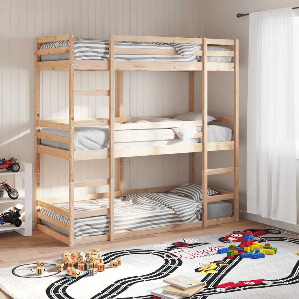 Triple Bunk Bed Without Mattress Small Single Solid Wood Pine