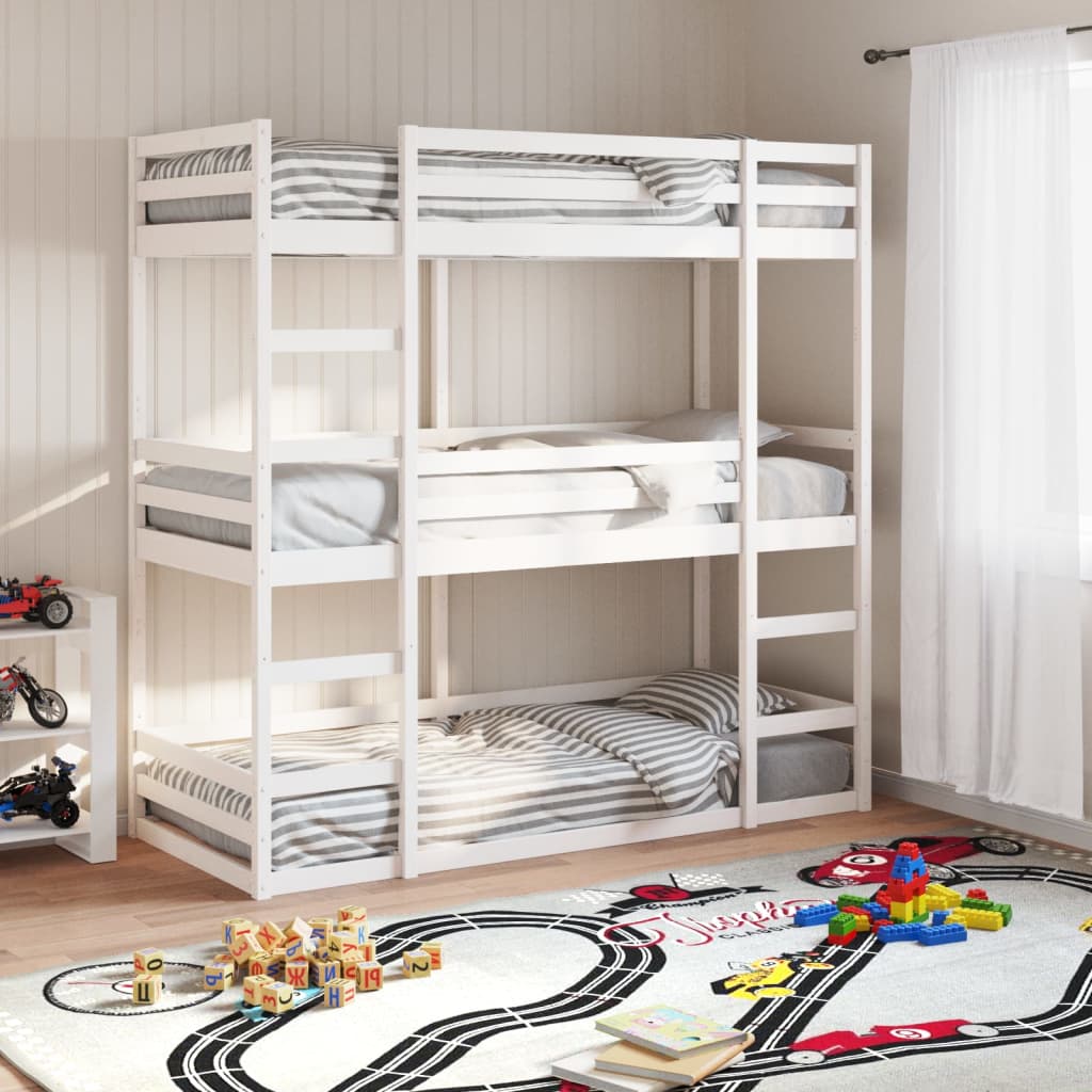Triple Bunk Bed Without Mattress Small Single Solid Wood Pine